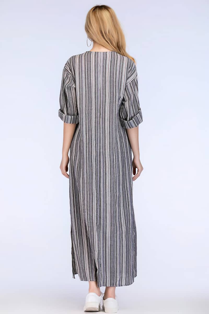 Striped cotton long dress