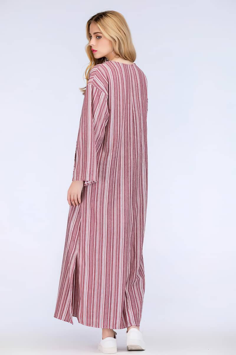 Striped cotton long dress