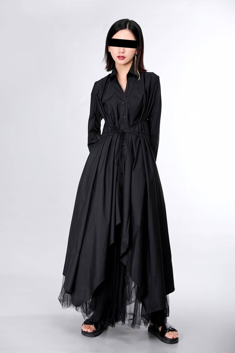 Over-the-knee long-sleeved dress