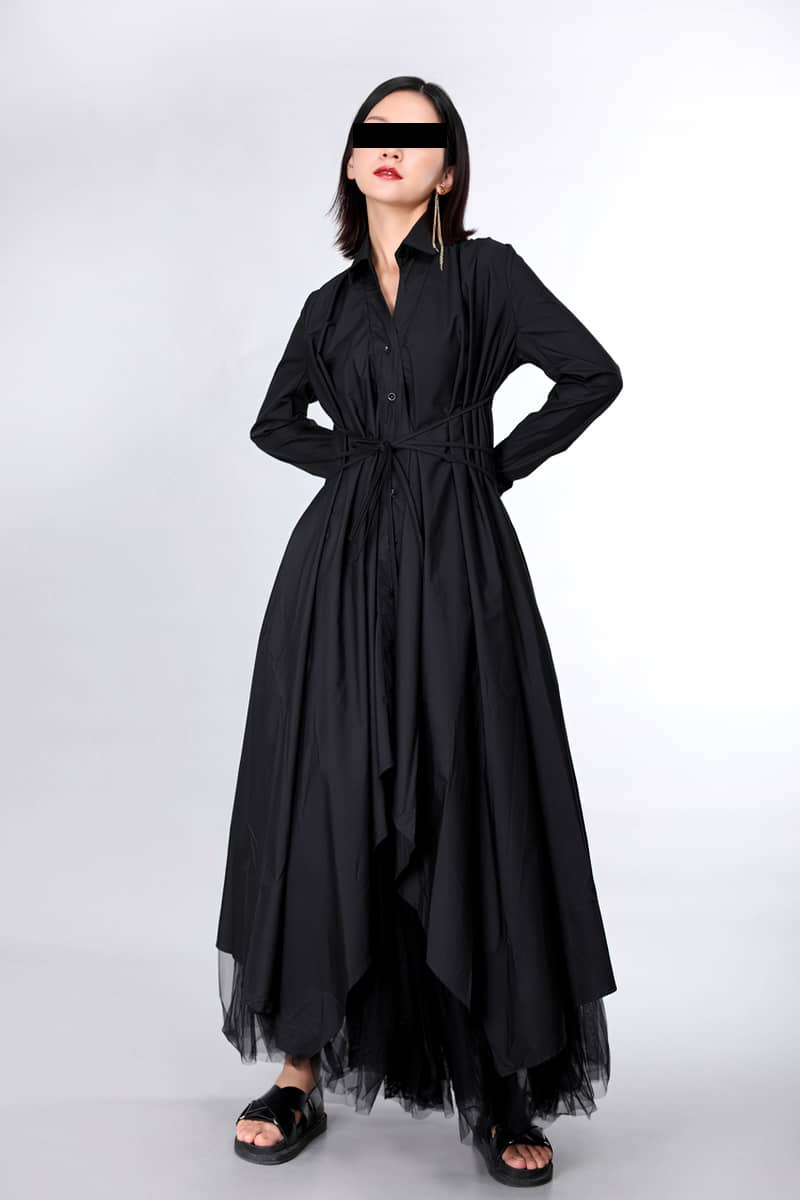 Over-the-knee long-sleeved dress