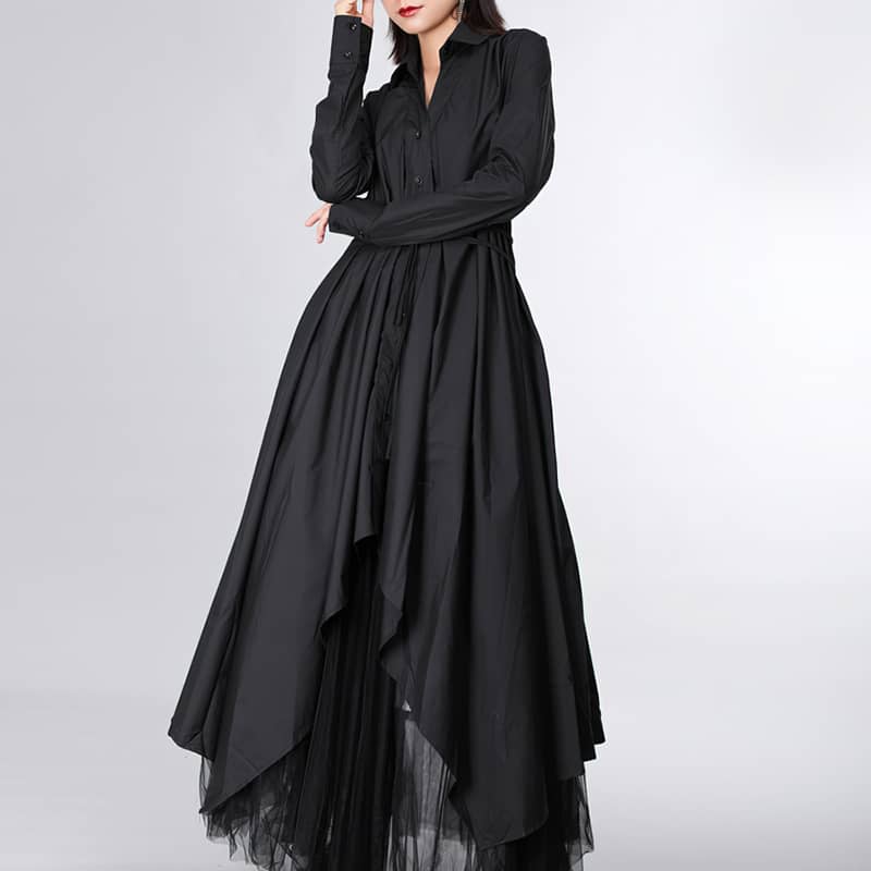 Over-the-knee long-sleeved dress