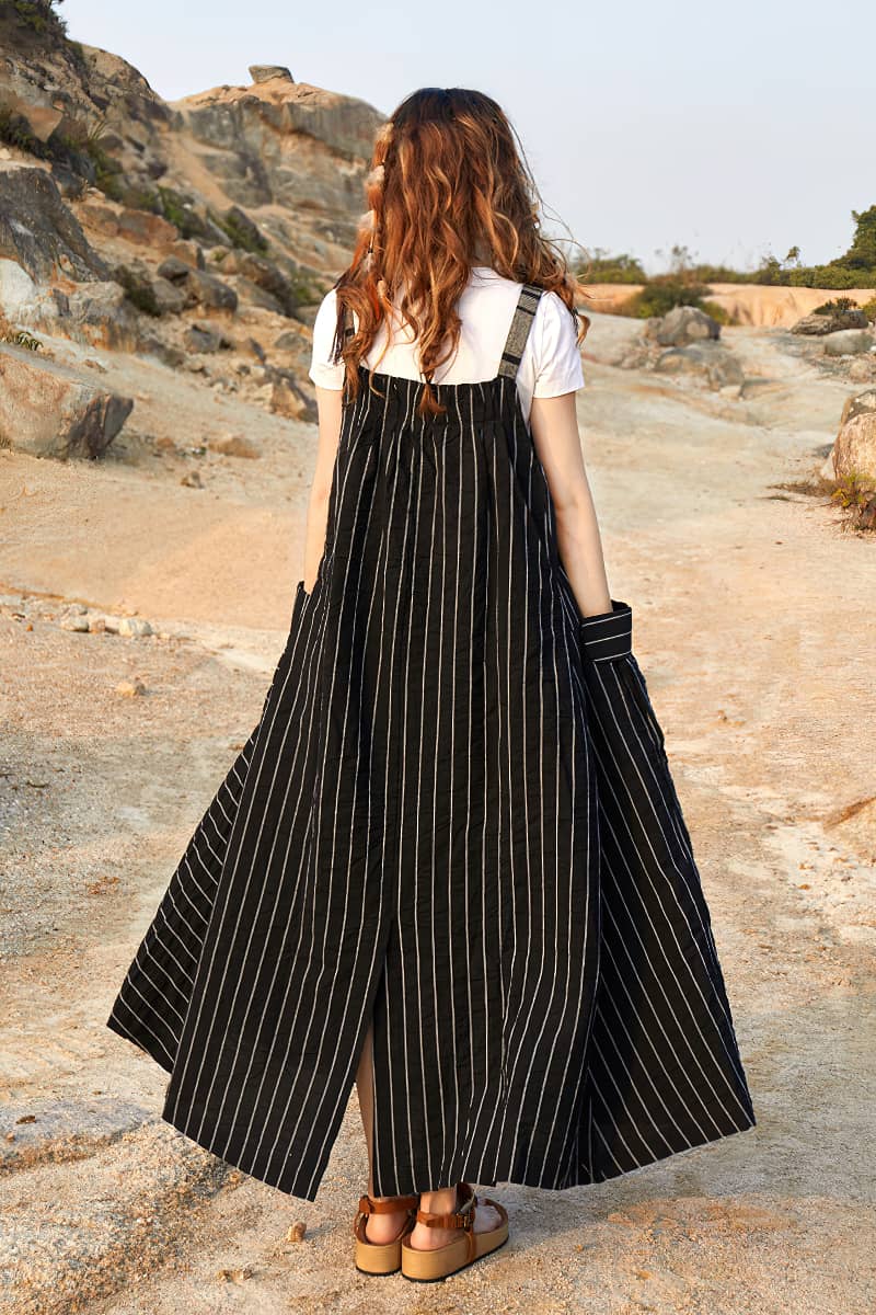 Niche design striped suspender dress