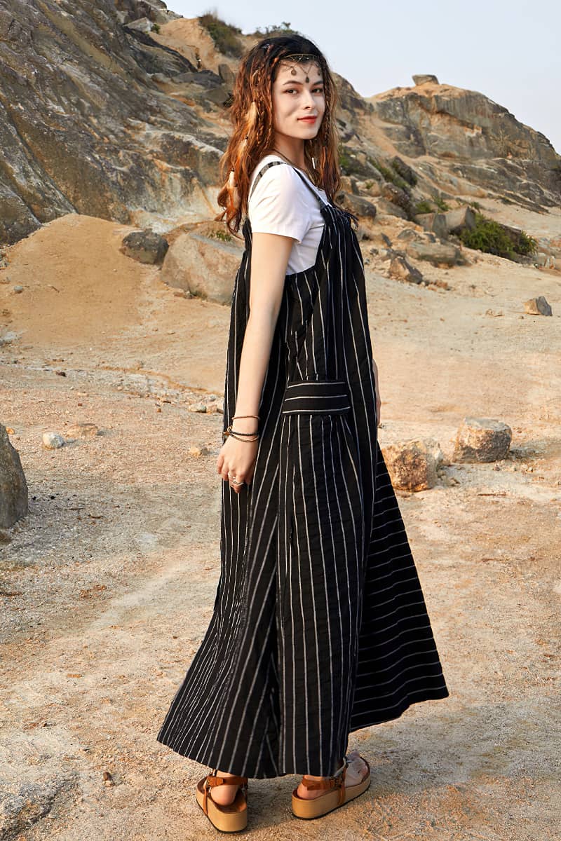 Niche design striped suspender dress