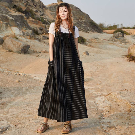 Niche design striped suspender dress