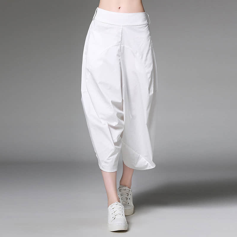 Women's plus size loose all-match harem pants White / XL | YonPop