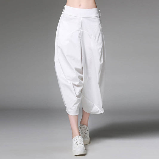 Women's plus size loose all-match harem pants White / XL | YonPop