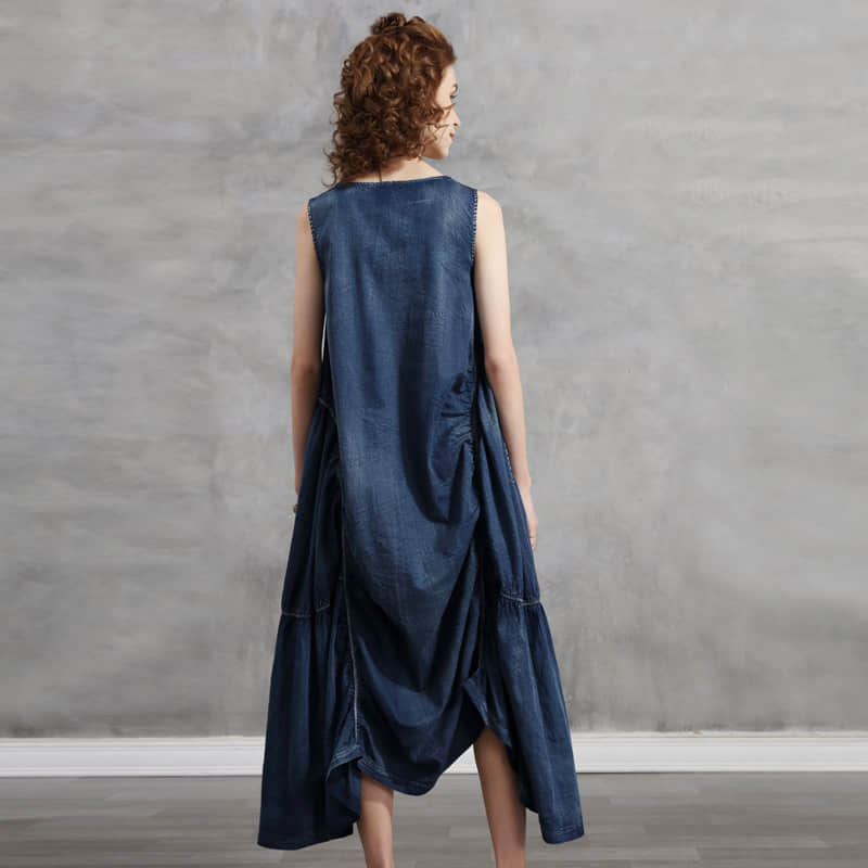 Irregular design plus size denim dress  | YonPop