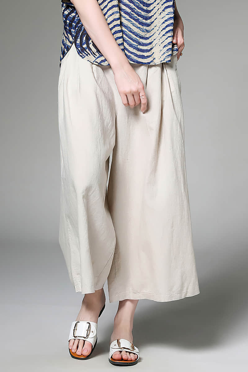 Plus size women's all-match linen cotton wide-leg pants White / 3XL | YonPop
