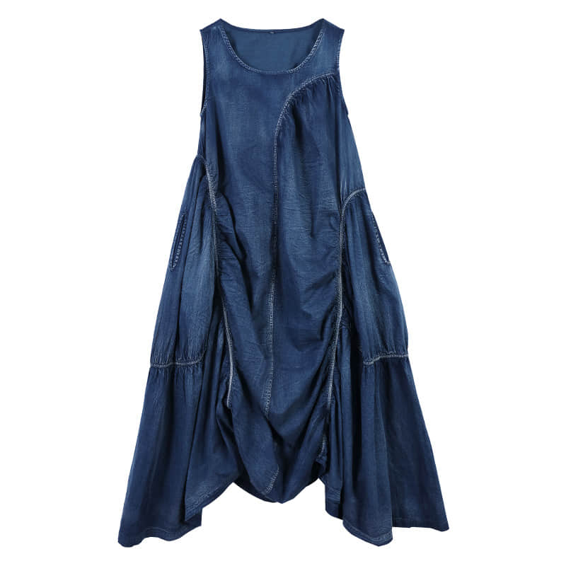 Irregular design plus size denim dress  | YonPop