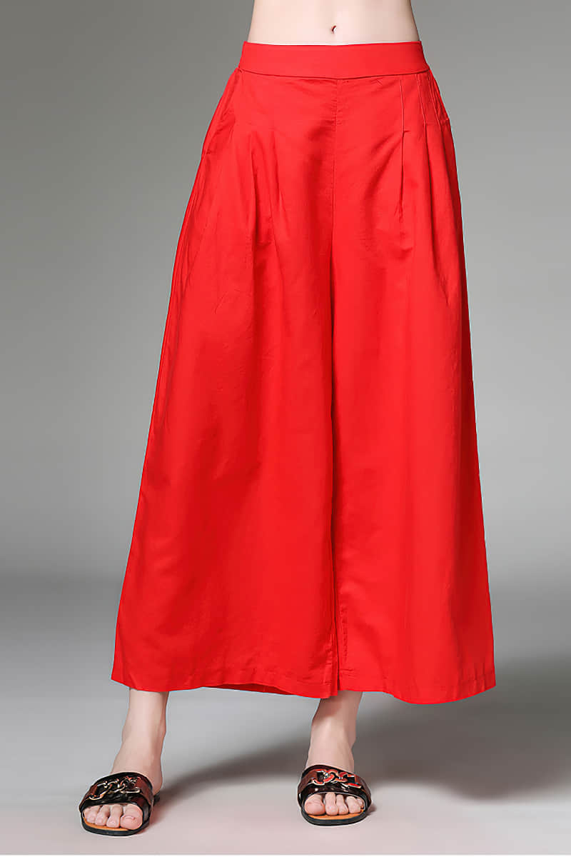Large size loose and thin linen pants Red / 2XL | YonPop