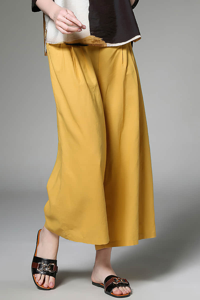 Large size loose and thin linen pants Yellow / 2XL | YonPop