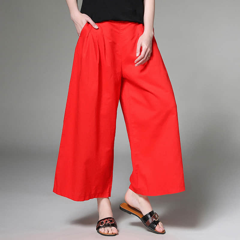 Large size loose and thin linen pants Red / XL | YonPop