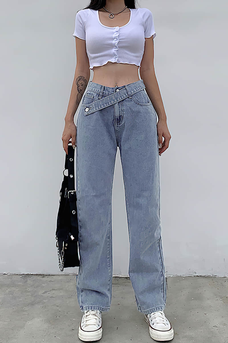 Women's featured sexy waist denim pants  | YonPop