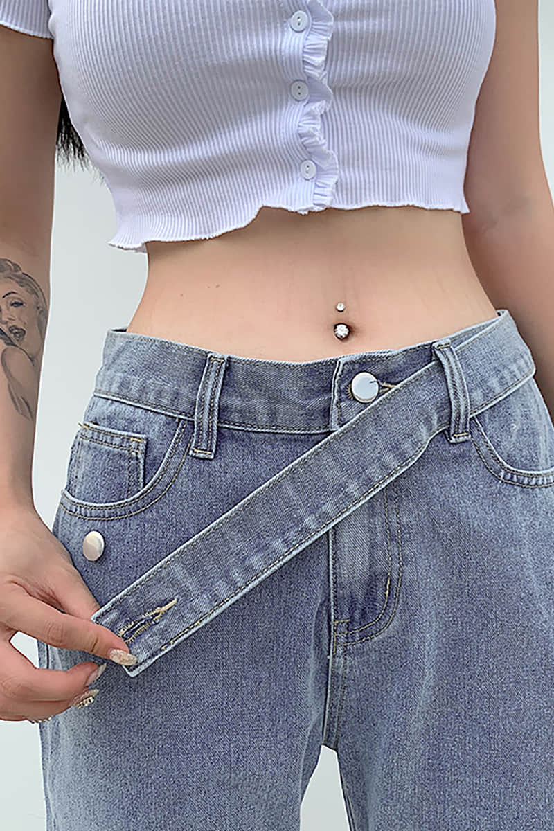 Women's featured sexy waist denim pants  | YonPop