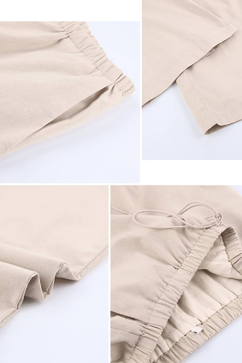 Thin cotton and linen loose casual wide-leg pants  | YonPop