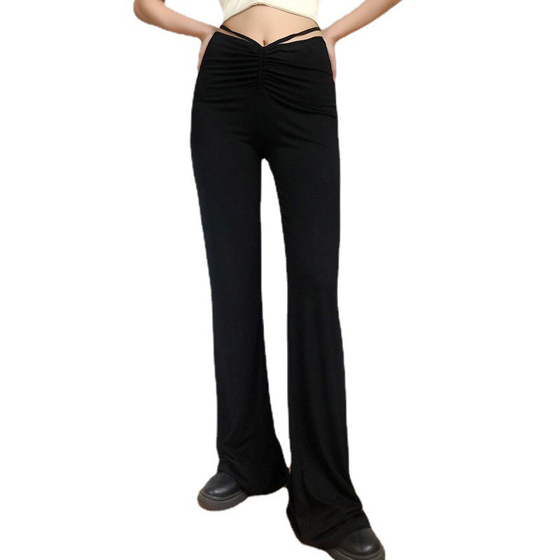 Black Modal Drawstring Trousers  | YonPop