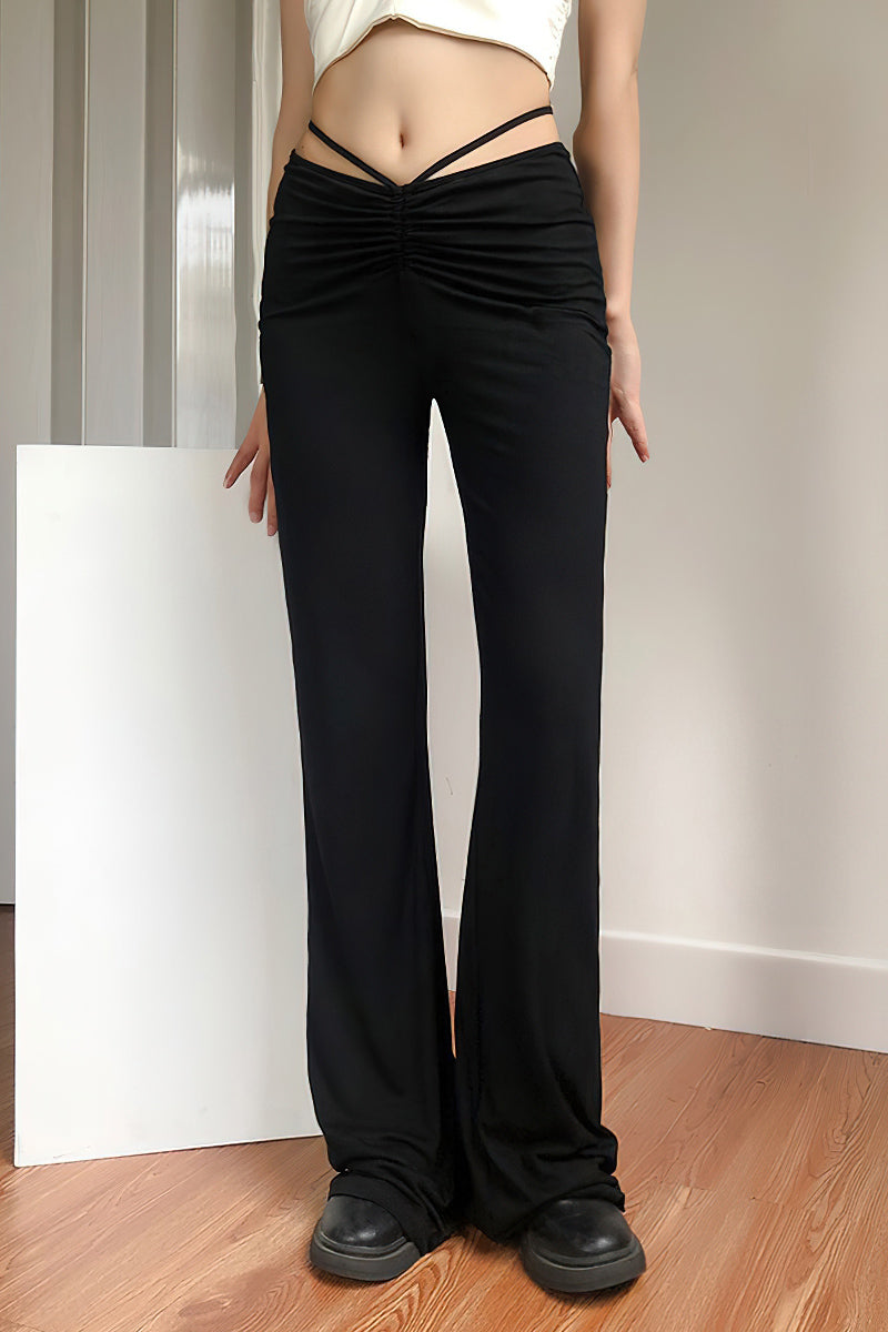 Black Modal Drawstring Trousers  | YonPop