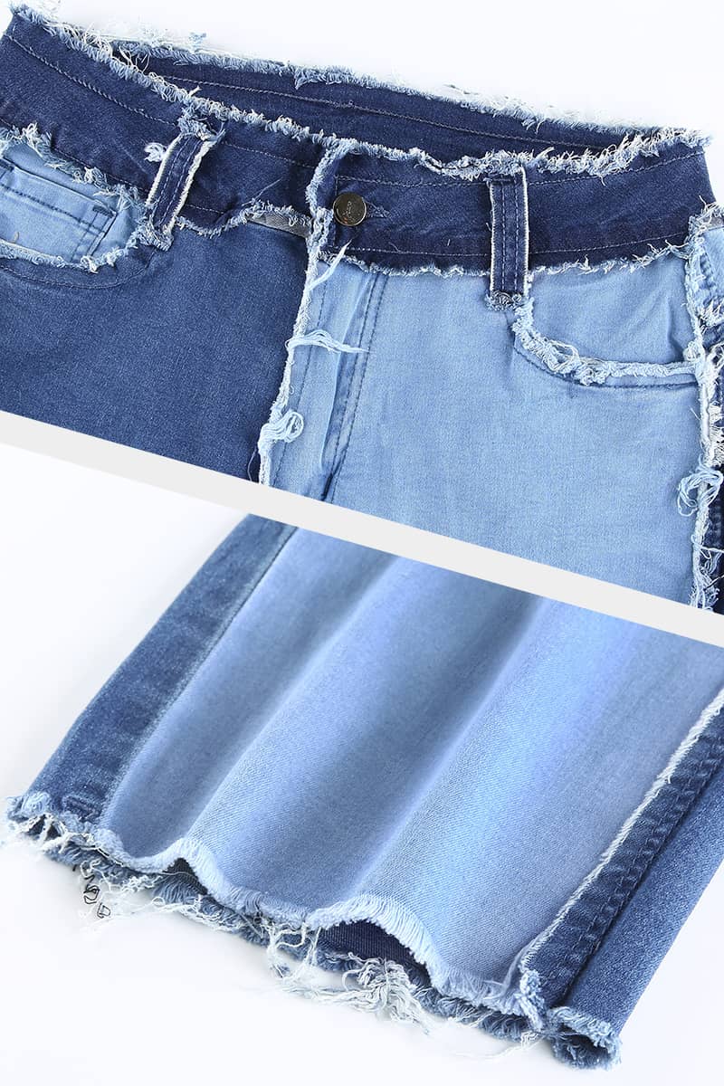 Stitched plaid contrast high-rise jeans  | YonPop