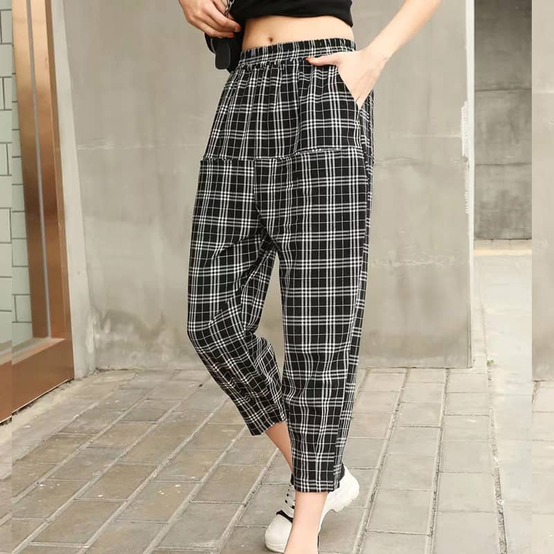 Women's casual high waist harem pants Lattice / XL | YonPop