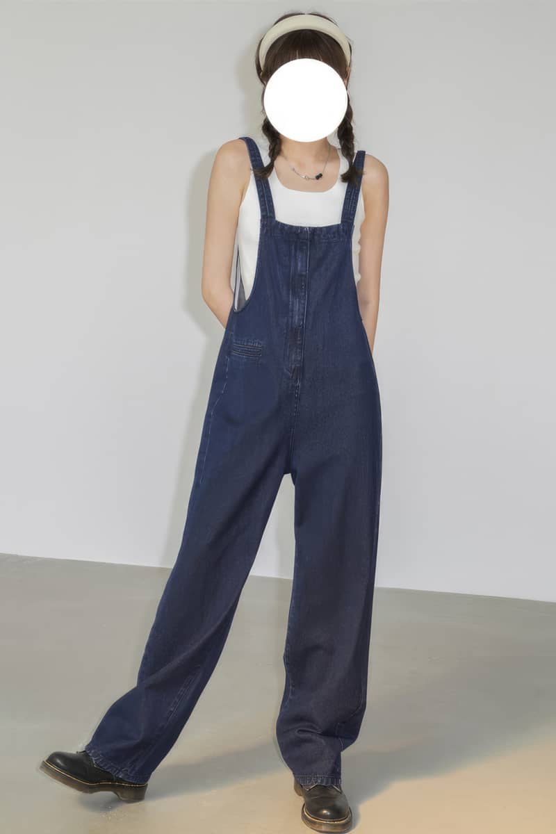 Denim Overalls Loose Wide Leg Straight Leg Pants