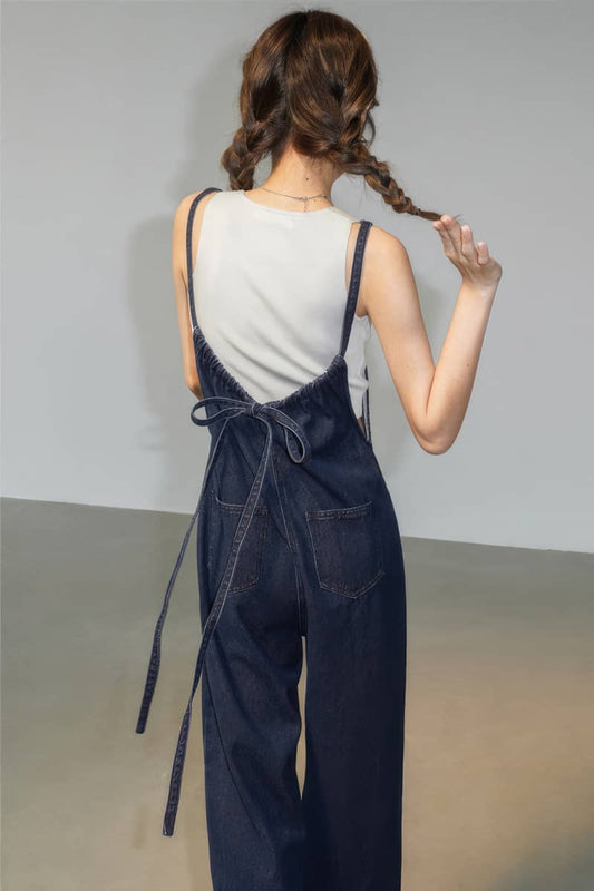 Denim Overalls Loose Wide Leg Straight Leg Pants