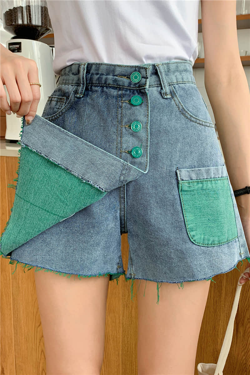 Mini A-Line Denim Skirt Green / 5XL | YonPop