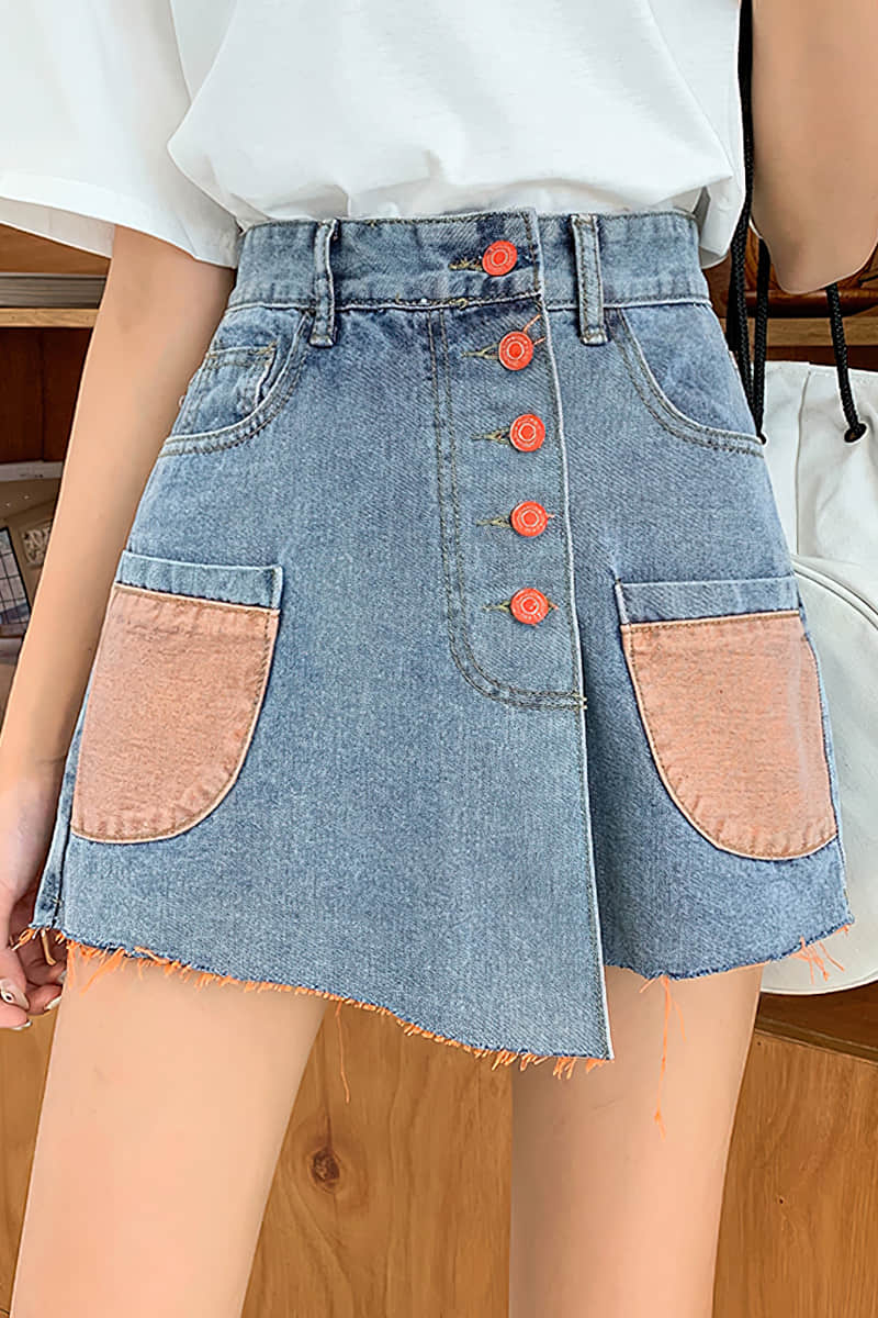 Mini A-Line Denim Skirt SandyBrown / 2XL | YonPop
