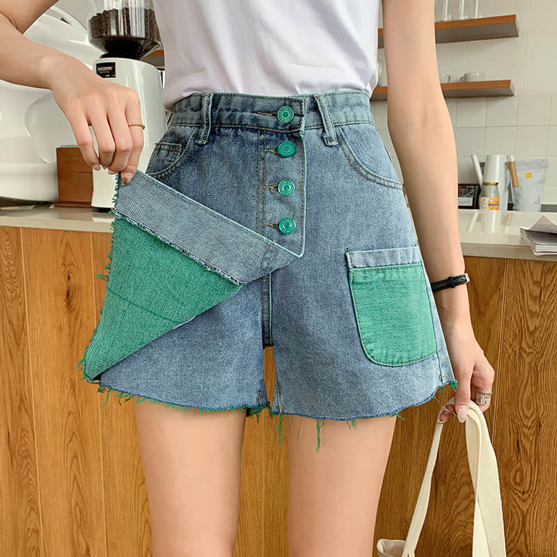 Mini A-Line Denim Skirt Green / S | YonPop