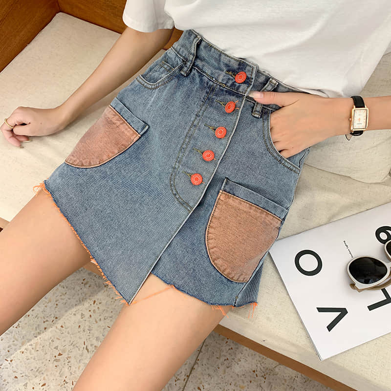 Mini A-Line Denim Skirt SandyBrown / M | YonPop
