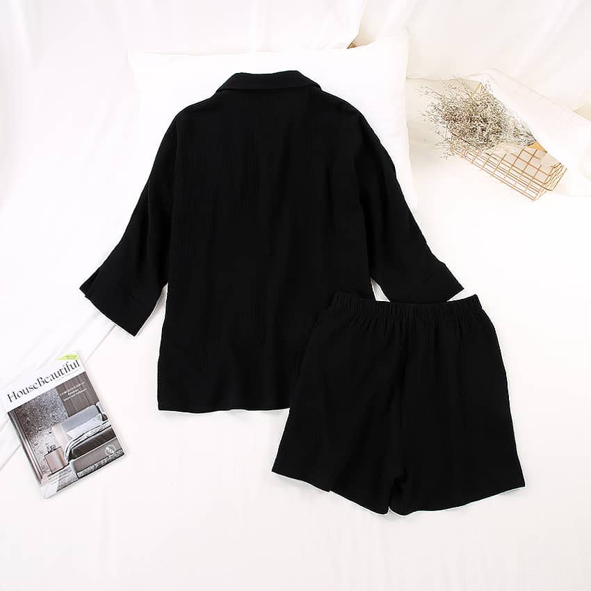 Women's cardigan shorts cotton two-piece suit  | YonPop