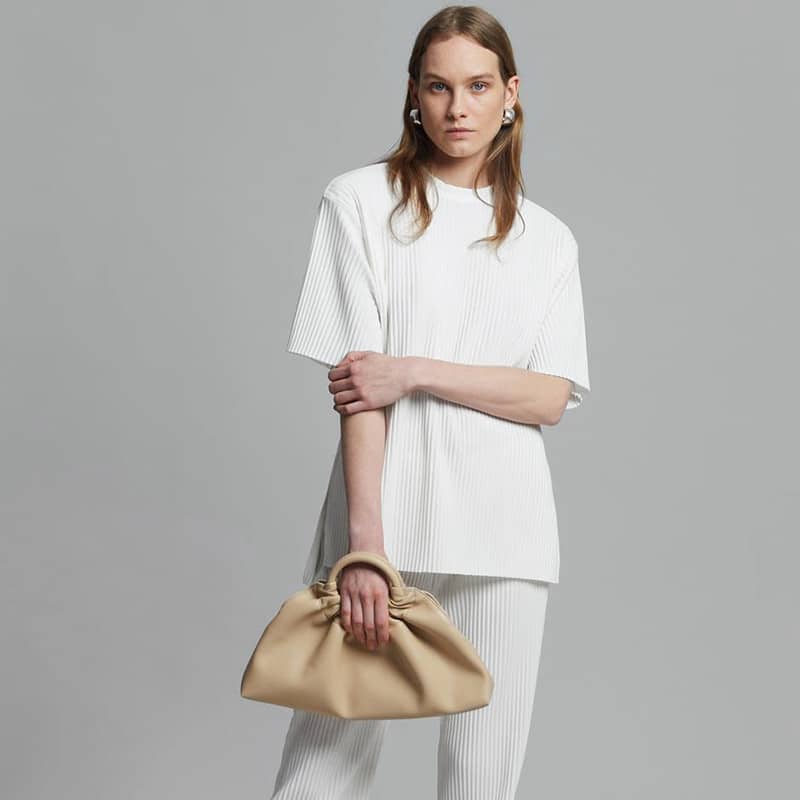 Women's T-shirt + wide-leg trousers casual suit White / S | YonPop