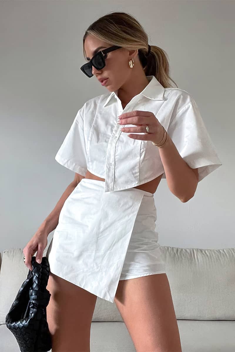 Two Piece Set white short shirt