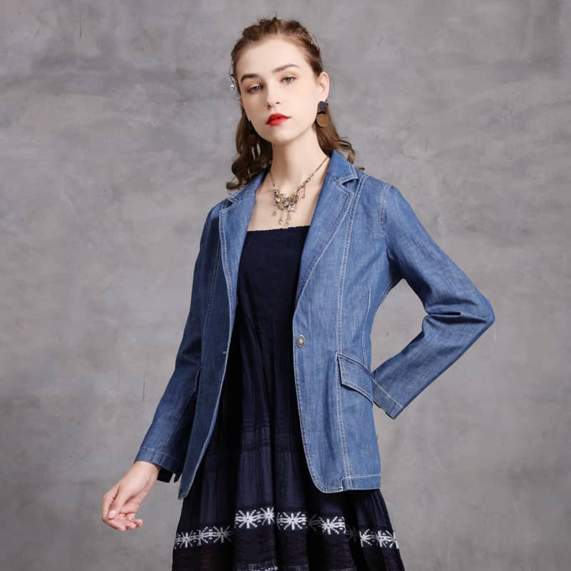 Women's fashion retro cardigan casual small suit jacket S | YonPop