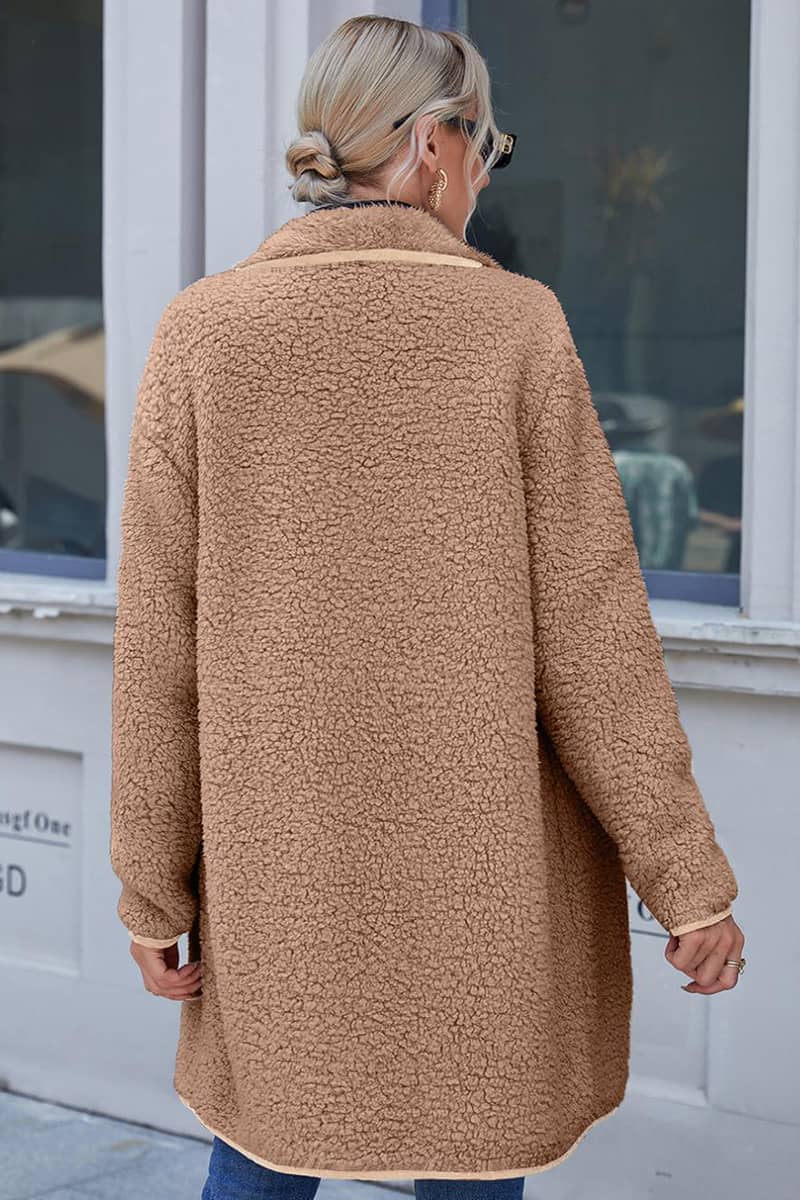 Manteau en peluche double face décontracté coupe-vent à gros revers