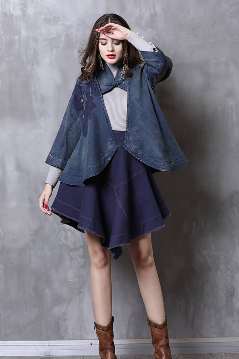 Denim jacket 3/4 sleeves outerwear women