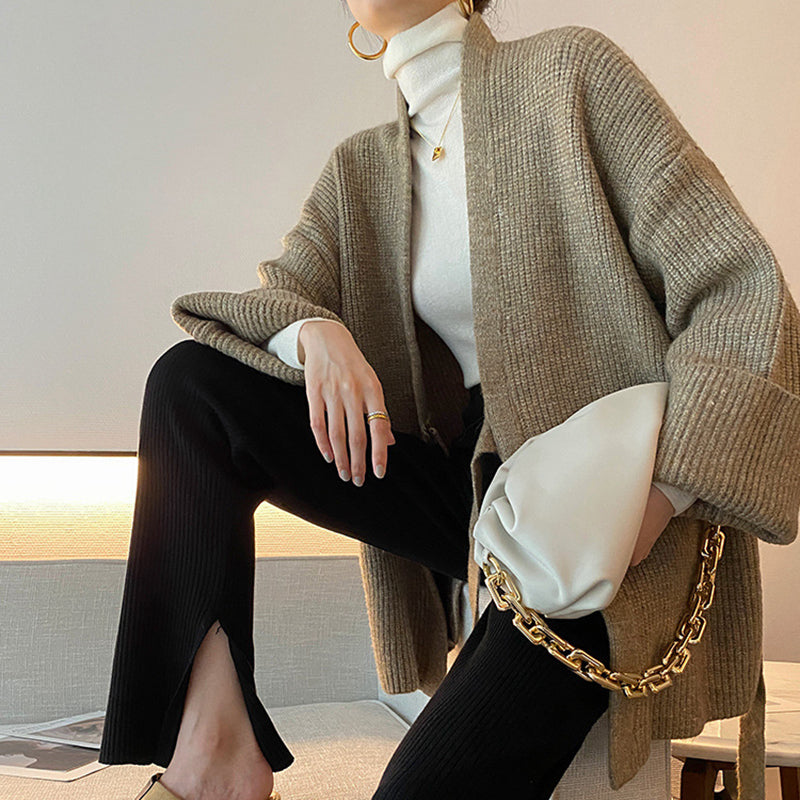 Lazy style loose sweater coat