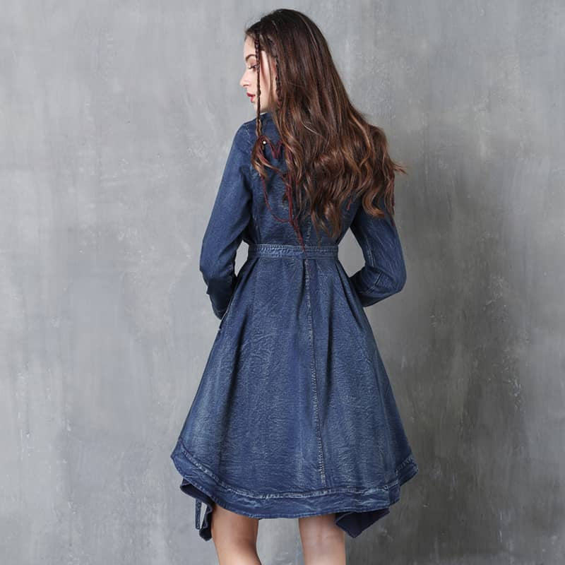 Manteau en denim irrégulier femme