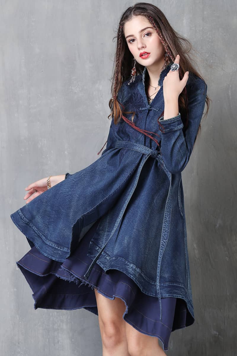 Manteau en denim irrégulier femme