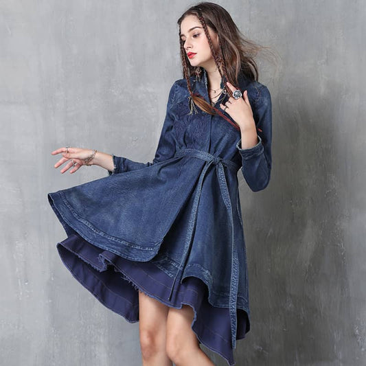 Irregular denim coat women