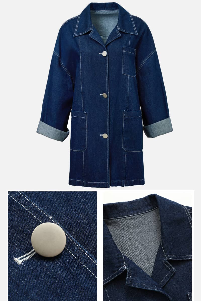 Retro Casual Blue Loose Straight Coat denim jacket women